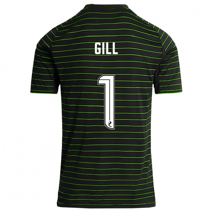 Danxen Bambino Maglia Marcus Gill #1 Nero Verde Kit Gara Away 2025/26 Maglietta