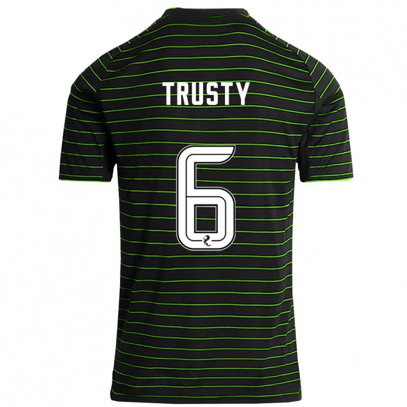 Danxen Bambino Maglia Auston Trusty #6 Nero Verde Kit Gara Away 2025/26 Maglietta