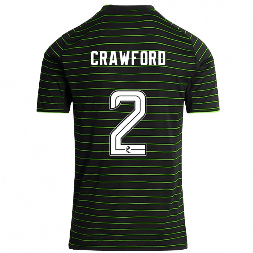 Danxen Bambino Maglia Cole Crawford #2 Nero Verde Kit Gara Away 2025/26 Maglietta
