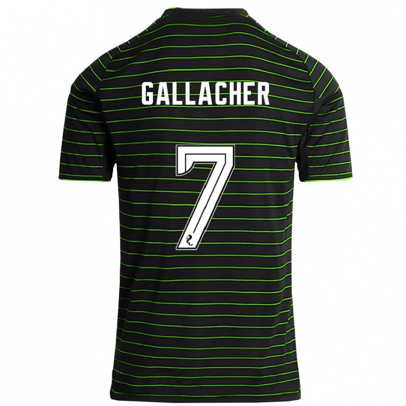 Danxen Bambino Maglia Amy Gallacher #7 Nero Verde Kit Gara Away 2025/26 Maglietta