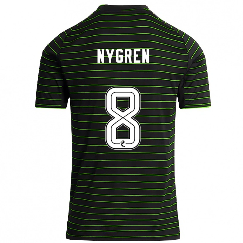 Danxen Bambino Maglia Benjamin Nygren #8 Nero Verde Kit Gara Away 2025/26 Maglietta