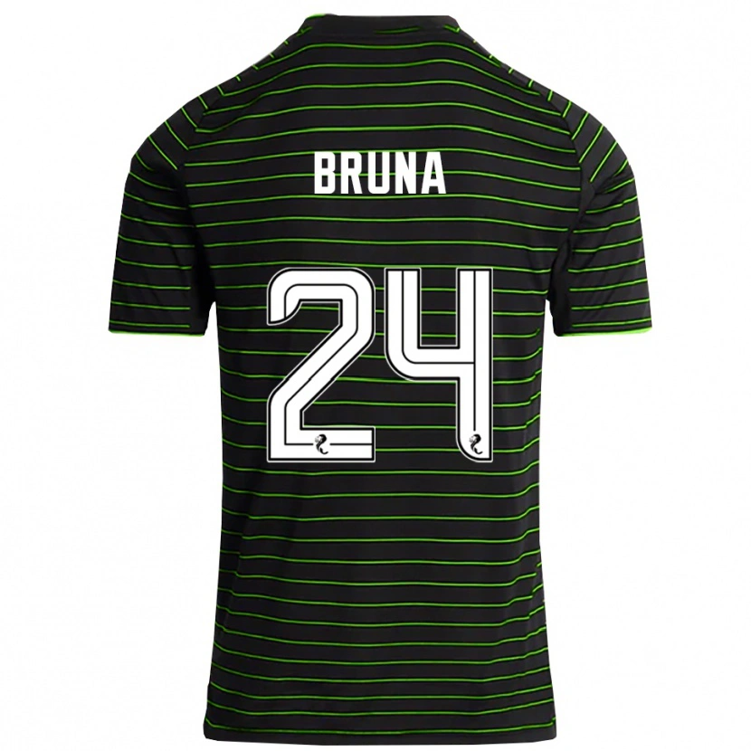 Danxen Bambino Maglia Bruna Lourenço #24 Nero Verde Kit Gara Away 2025/26 Maglietta