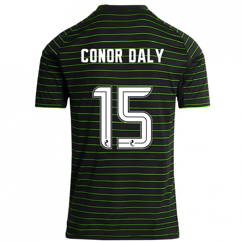 Danxen Bambino Maglia Conor Daly #15 Nero Verde Kit Gara Away 2025/26 Maglietta