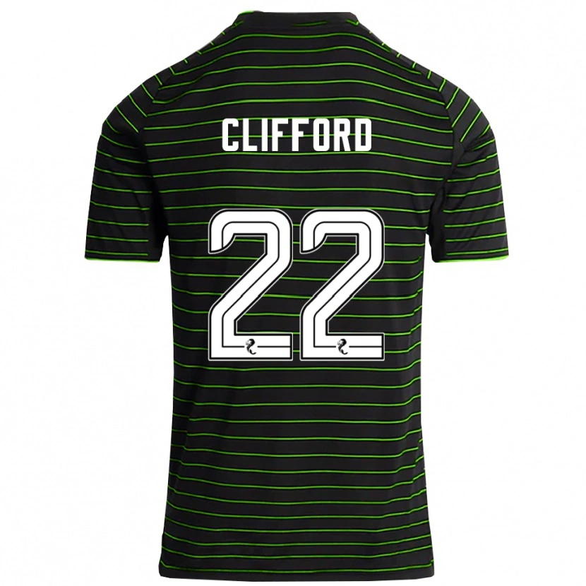 Danxen Bambino Maglia Lucy Ashworth-Clifford #22 Nero Verde Kit Gara Away 2025/26 Maglietta