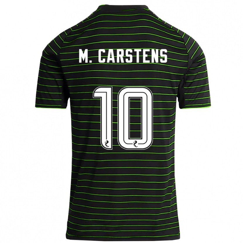 Danxen Bambino Maglia Mathilde Carstens #10 Nero Verde Kit Gara Away 2025/26 Maglietta