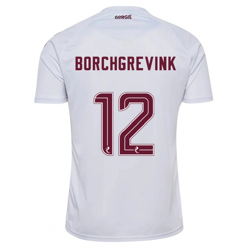 Danxen Bambino Maglia Christian Borchgrevink #12 Bianco Bordeaux Kit Gara Away 2025/26 Maglietta