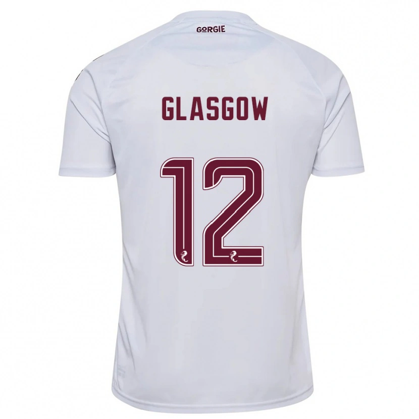 Danxen Bambino Maglia Euan Glasgow #12 Bianco Bordeaux Kit Gara Away 2025/26 Maglietta