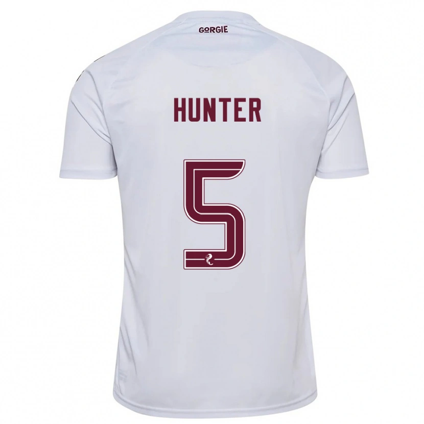 Danxen Bambino Maglia Georgia Hunter #5 Bianco Bordeaux Kit Gara Away 2025/26 Maglietta