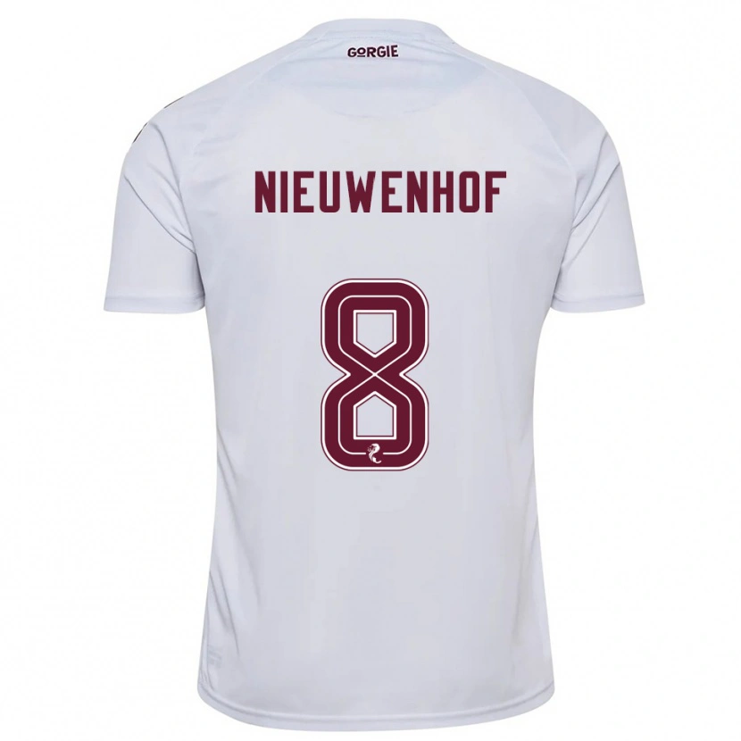 Danxen Bambino Maglia Calem Nieuwenhof #8 Bianco Bordeaux Kit Gara Away 2025/26 Maglietta