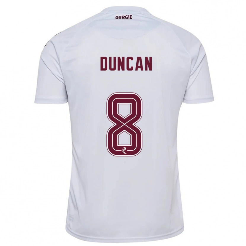 Danxen Bambino Maglia Ryan Duncan #8 Bianco Bordeaux Kit Gara Away 2025/26 Maglietta