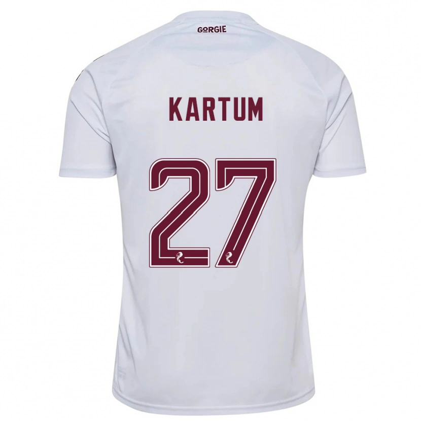 Danxen Bambino Maglia Sander Kartum #27 Bianco Bordeaux Kit Gara Away 2025/26 Maglietta