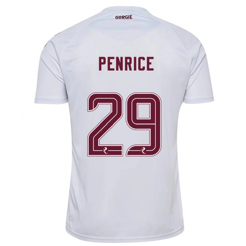 Danxen Bambino Maglia James Penrice #29 Bianco Bordeaux Kit Gara Away 2025/26 Maglietta