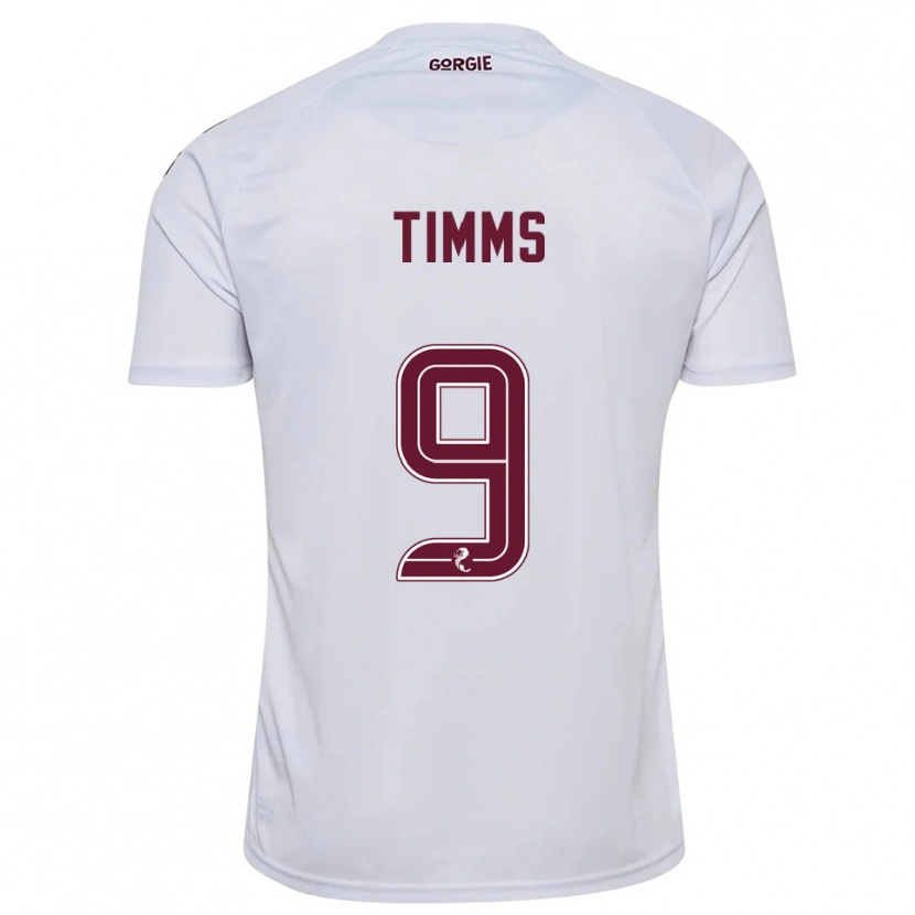 Danxen Bambino Maglia Georgia Timms #9 Bianco Bordeaux Kit Gara Away 2025/26 Maglietta