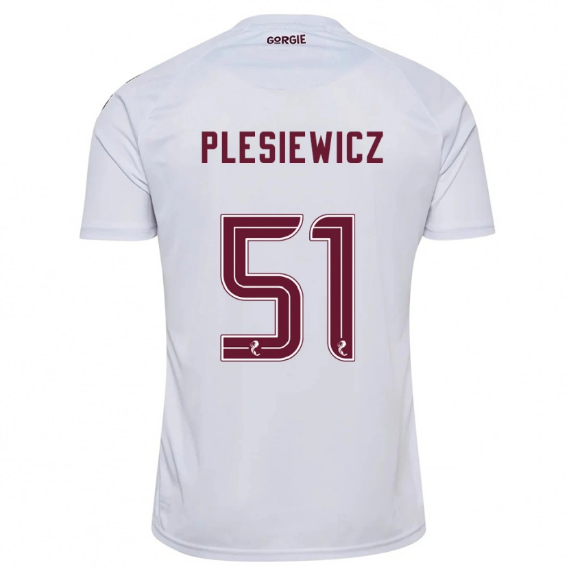 Danxen Bambino Maglia Szymon Plesiewicz #51 Bianco Bordeaux Kit Gara Away 2025/26 Maglietta