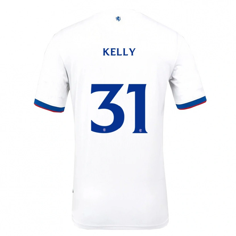 Danxen Bambino Maglia Liam Kelly #31 Bianco Rosso Blu Kit Gara Away 2025/26 Maglietta