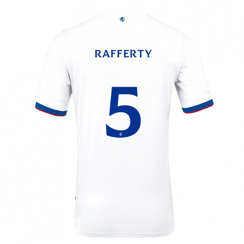 Danxen Bambino Maglia Laura Rafferty #5 Bianco Rosso Blu Kit Gara Away 2025/26 Maglietta