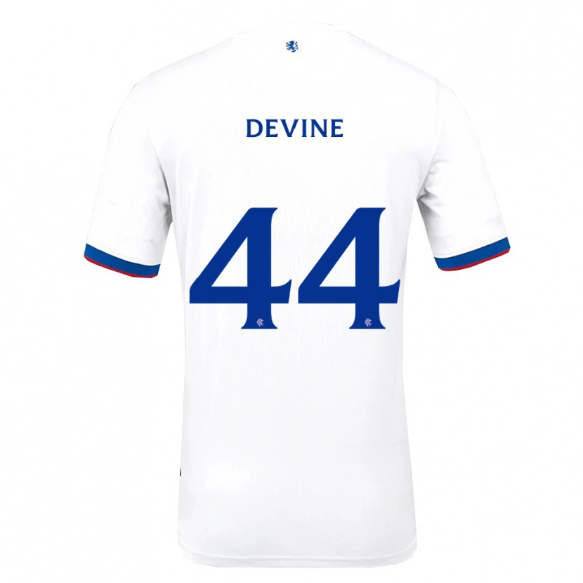 Danxen Bambino Maglia Adam Devine #44 Bianco Rosso Blu Kit Gara Away 2025/26 Maglietta