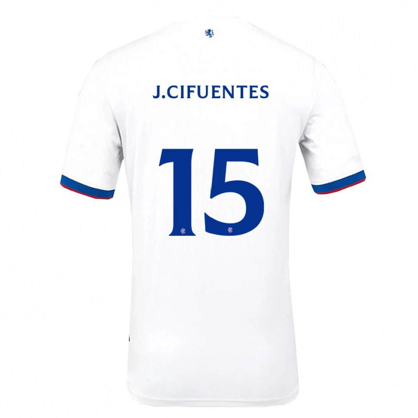 Danxen Bambino Maglia José Cifuentes #15 Bianco Rosso Blu Kit Gara Away 2025/26 Maglietta