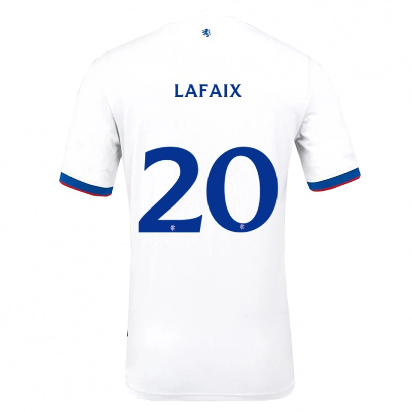 Danxen Bambino Maglia Camille Lafaix #20 Bianco Rosso Blu Kit Gara Away 2025/26 Maglietta