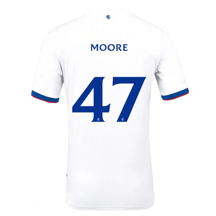 Danxen Bambino Maglia Mikey Moore #47 Bianco Rosso Blu Kit Gara Away 2025/26 Maglietta