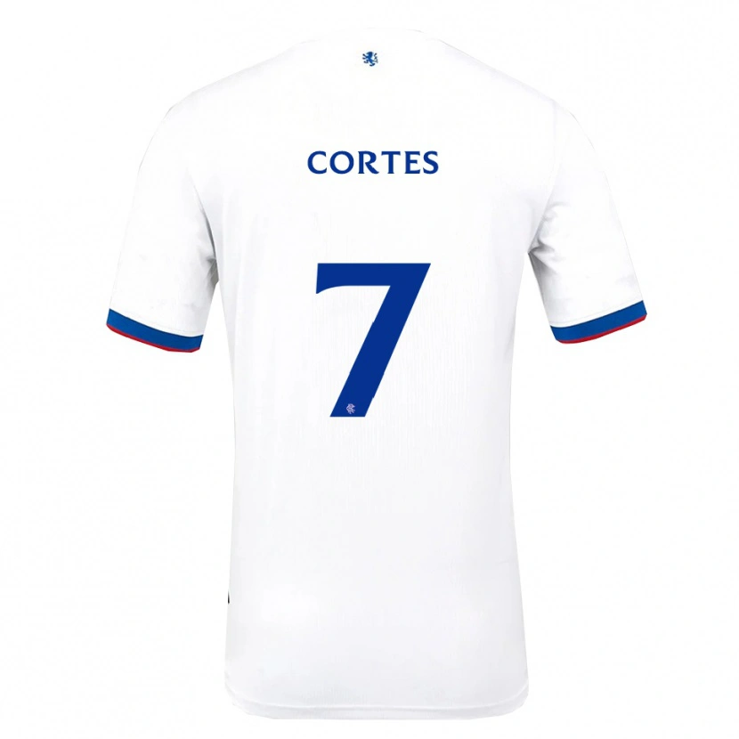 Danxen Bambino Maglia Óscar Cortés #7 Bianco Rosso Blu Kit Gara Away 2025/26 Maglietta