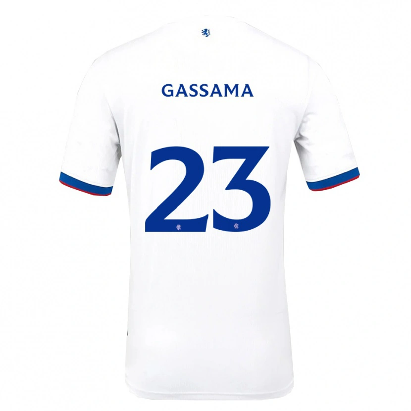 Danxen Bambino Maglia Djeidi Gassama #23 Bianco Rosso Blu Kit Gara Away 2025/26 Maglietta