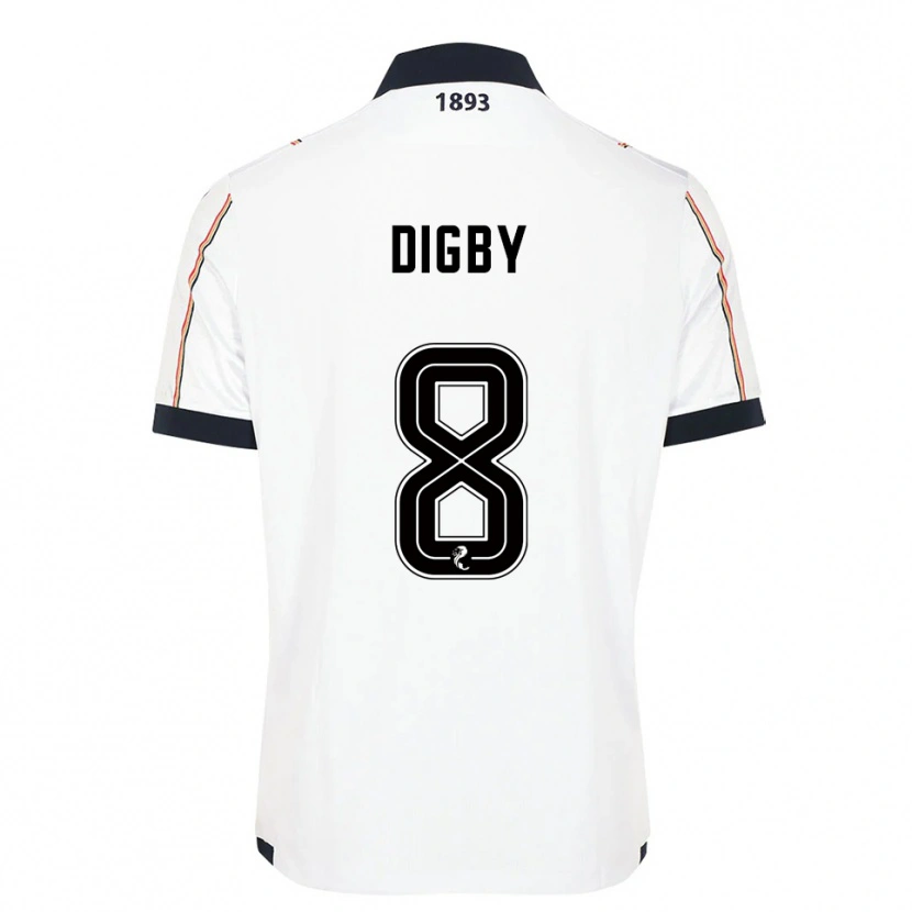 Danxen Bambino Maglia Paul Digby #8 Bianco Blu Navy Rosso Kit Gara Away 2025/26 Maglietta