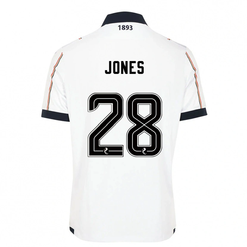 Danxen Bambino Maglia Callum Jones #28 Bianco Blu Navy Rosso Kit Gara Away 2025/26 Maglietta
