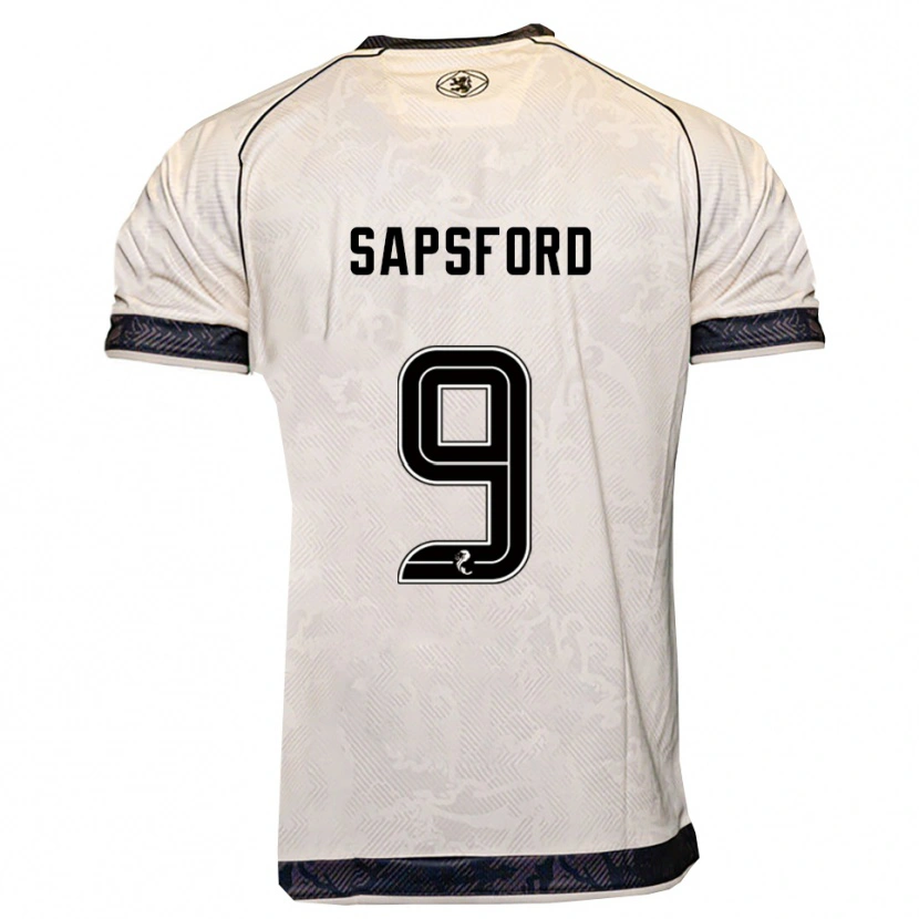 Danxen Bambino Maglia Zachary Sapsford #9 Bianco Nero Kit Gara Away 2025/26 Maglietta