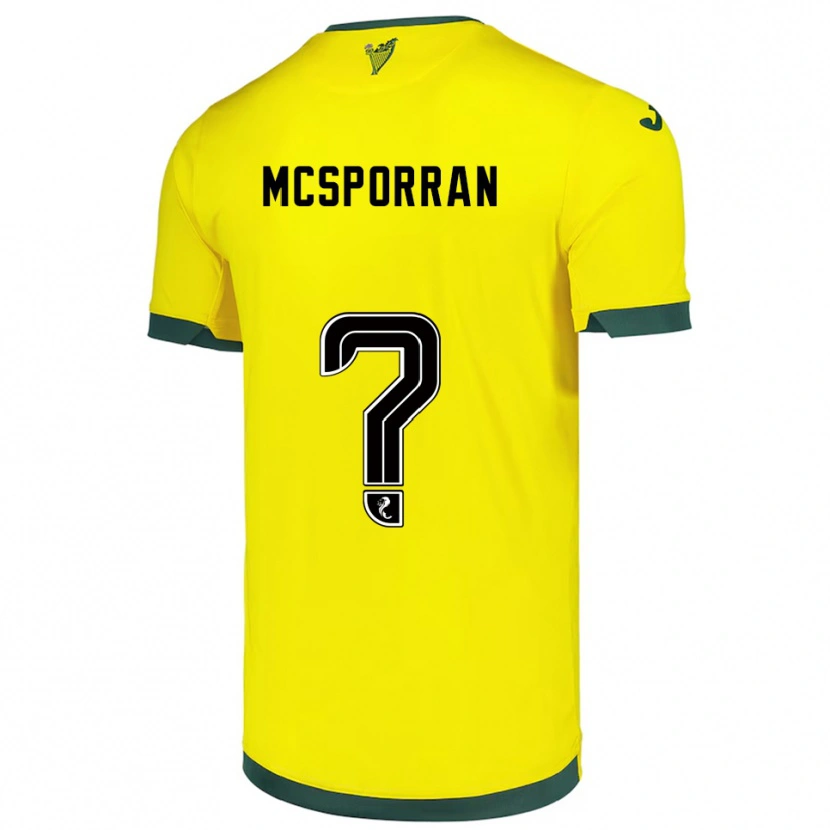 Danxen Bambino Maglia Arran Mcsporran #0 Giallo Verde Kit Gara Away 2025/26 Maglietta