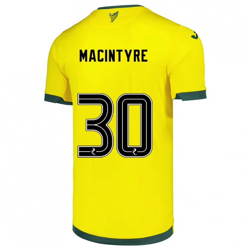 Danxen Bambino Maglia Jacob Macintyre #30 Giallo Verde Kit Gara Away 2025/26 Maglietta