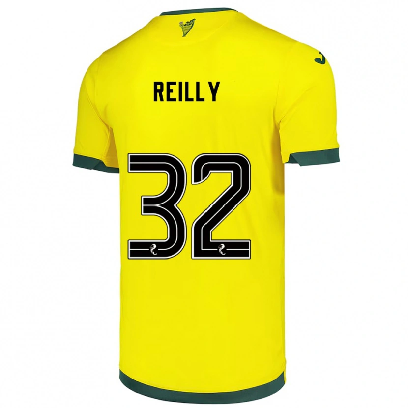 Danxen Bambino Maglia Kirsten Reilly #32 Giallo Verde Kit Gara Away 2025/26 Maglietta