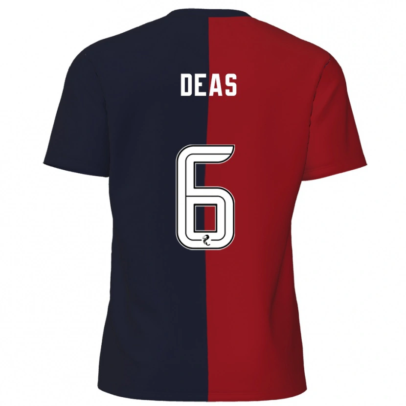 Danxen Bambino Maglia Robbie Deas #6 Rosso Blu Navy Kit Gara Away 2025/26 Maglietta