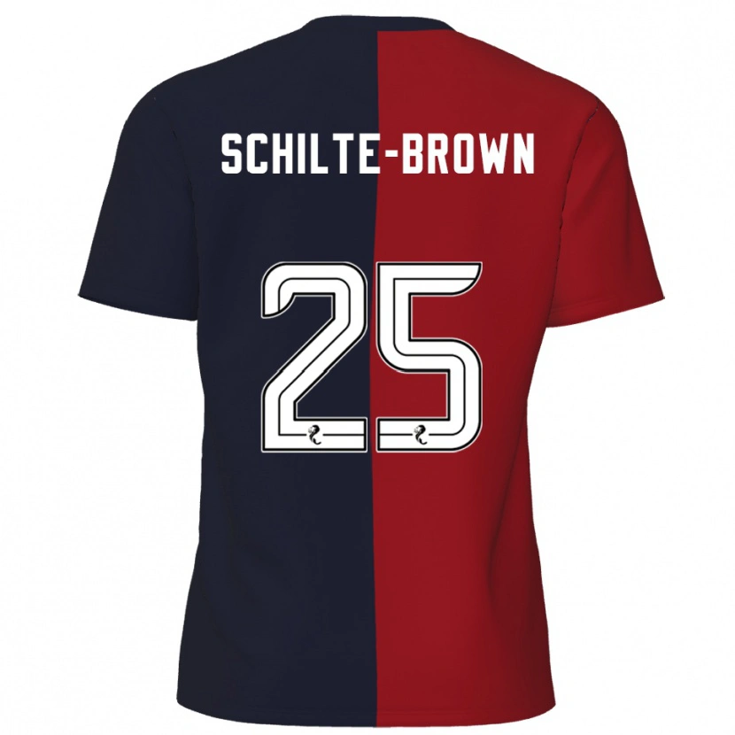 Danxen Bambino Maglia Ethan Schilte-Brown #25 Rosso Blu Navy Kit Gara Away 2025/26 Maglietta