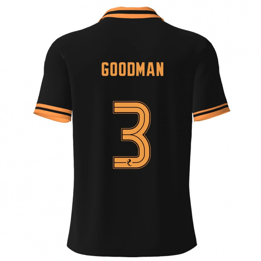 Danxen Bambino Maglia Mya Goodman #3 Nero Giallo Kit Gara Away 2025/26 Maglietta