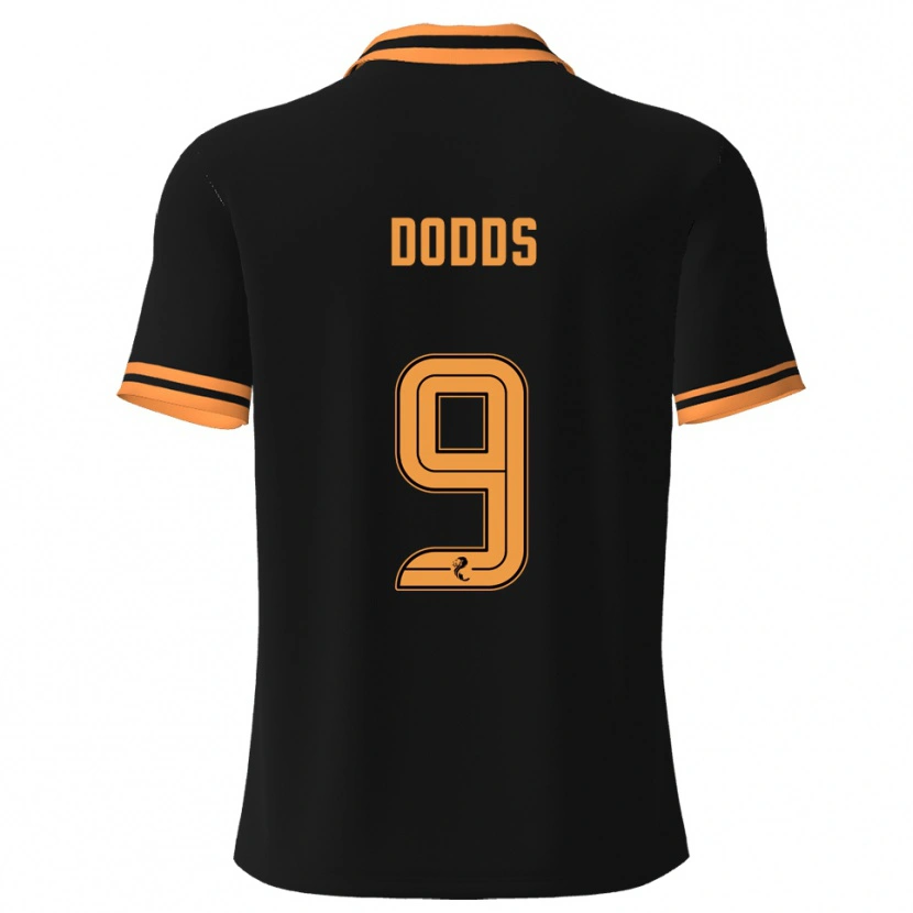 Danxen Bambino Maglia Jen Dodds #9 Nero Giallo Kit Gara Away 2025/26 Maglietta