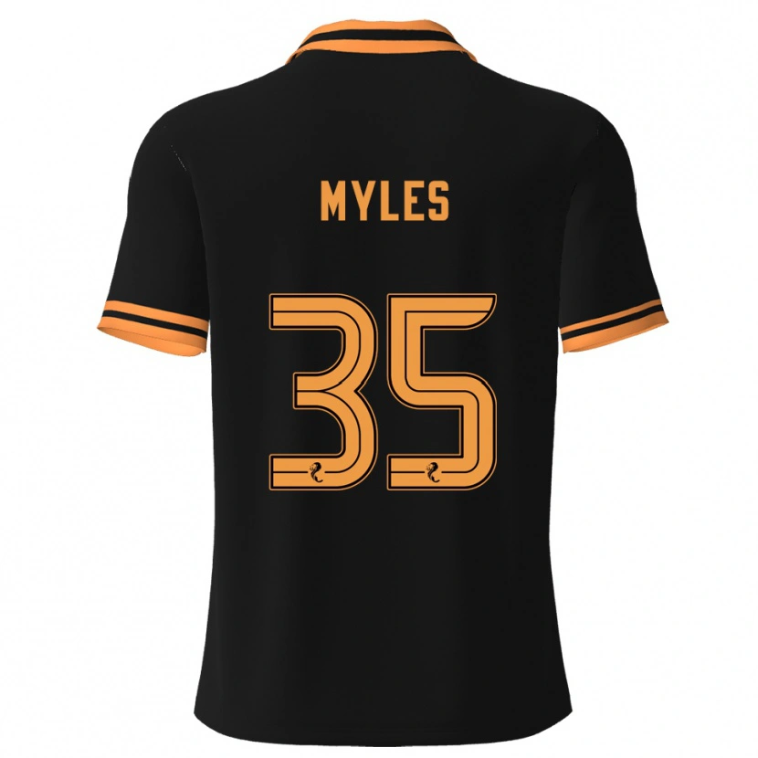 Danxen Bambino Maglia Evan Myles #35 Nero Giallo Kit Gara Away 2025/26 Maglietta