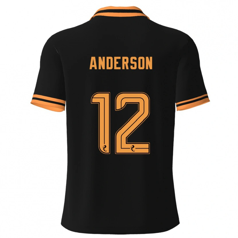 Danxen Bambino Maglia Rhys Anderson #12 Nero Giallo Kit Gara Away 2025/26 Maglietta