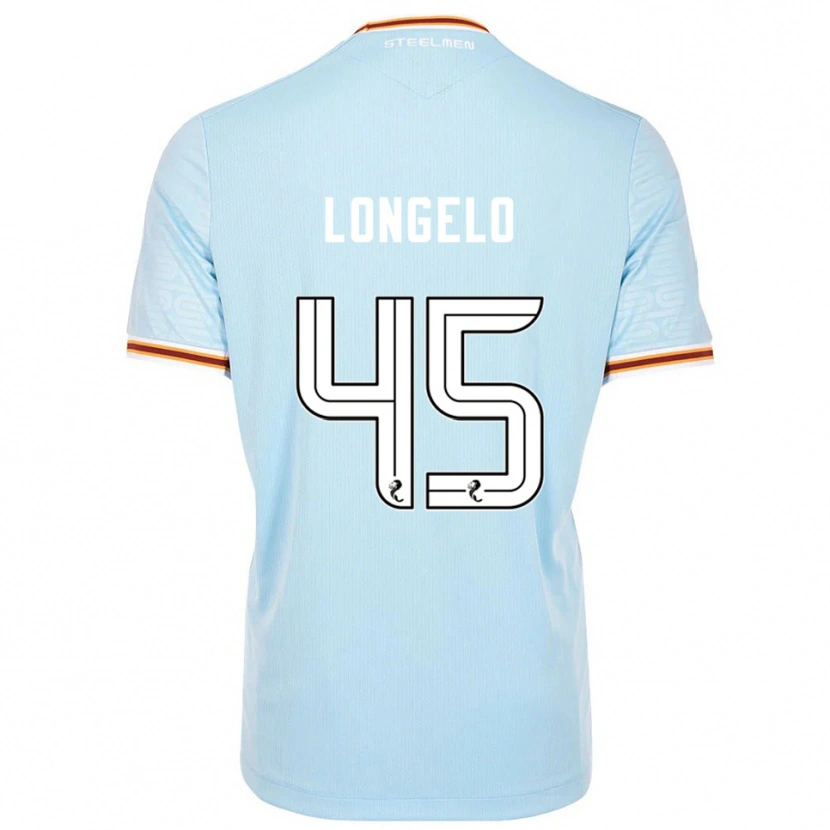 Danxen Bambino Maglia Emmanuel Longelo #45 Azzurro Kit Gara Away 2025/26 Maglietta