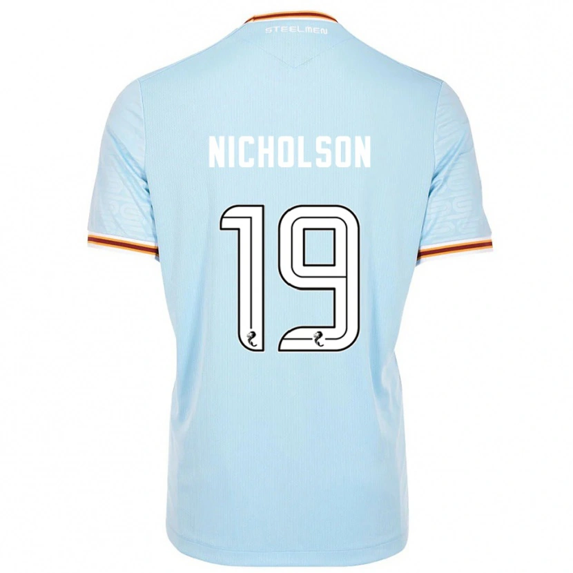 Danxen Bambino Maglia Sam Nicholson #19 Azzurro Kit Gara Away 2025/26 Maglietta