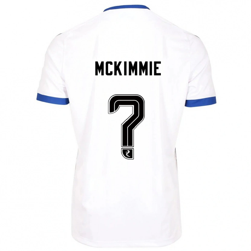 Danxen Bambino Maglia Lucas Mckimmie #0 Bianco Blu Kit Gara Away 2025/26 Maglietta