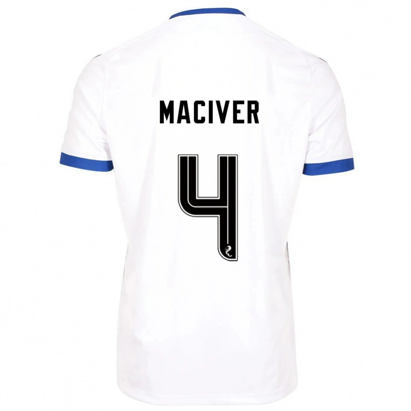 Danxen Bambino Maglia Ellie Maciver #4 Bianco Blu Kit Gara Away 2025/26 Maglietta
