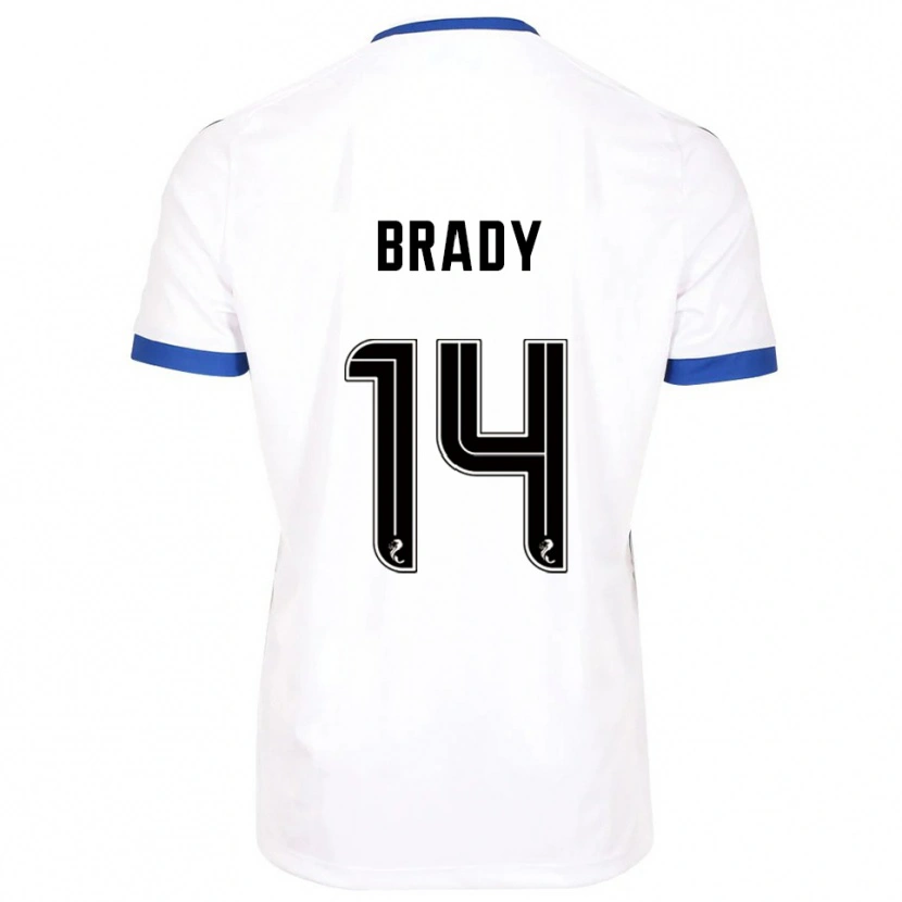 Danxen Bambino Maglia Scarlett Brady #14 Bianco Blu Kit Gara Away 2025/26 Maglietta