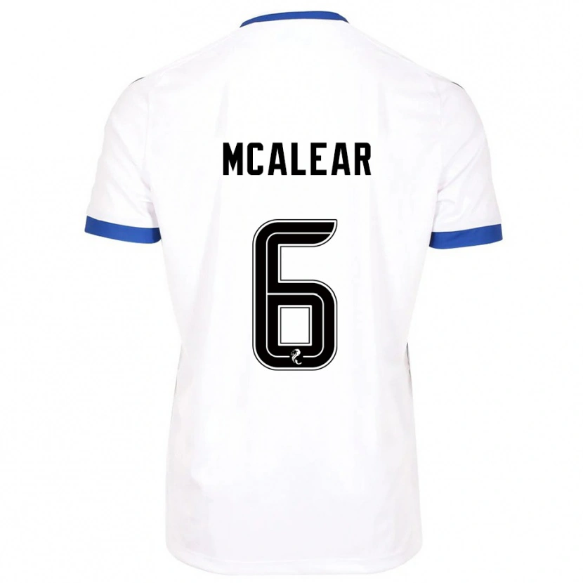 Danxen Bambino Maglia Reece Mcalear #6 Bianco Blu Kit Gara Away 2025/26 Maglietta