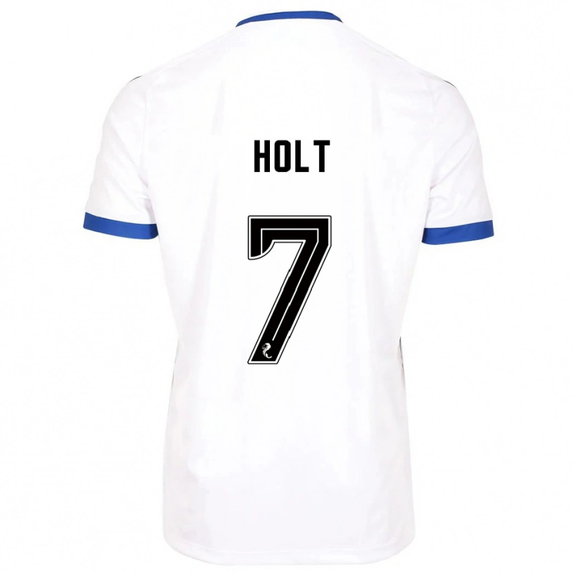 Danxen Bambino Maglia Jason Holt #7 Bianco Blu Kit Gara Away 2025/26 Maglietta
