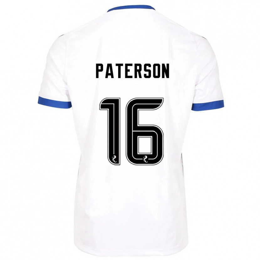 Danxen Bambino Maglia Megan Paterson #16 Bianco Blu Kit Gara Away 2025/26 Maglietta