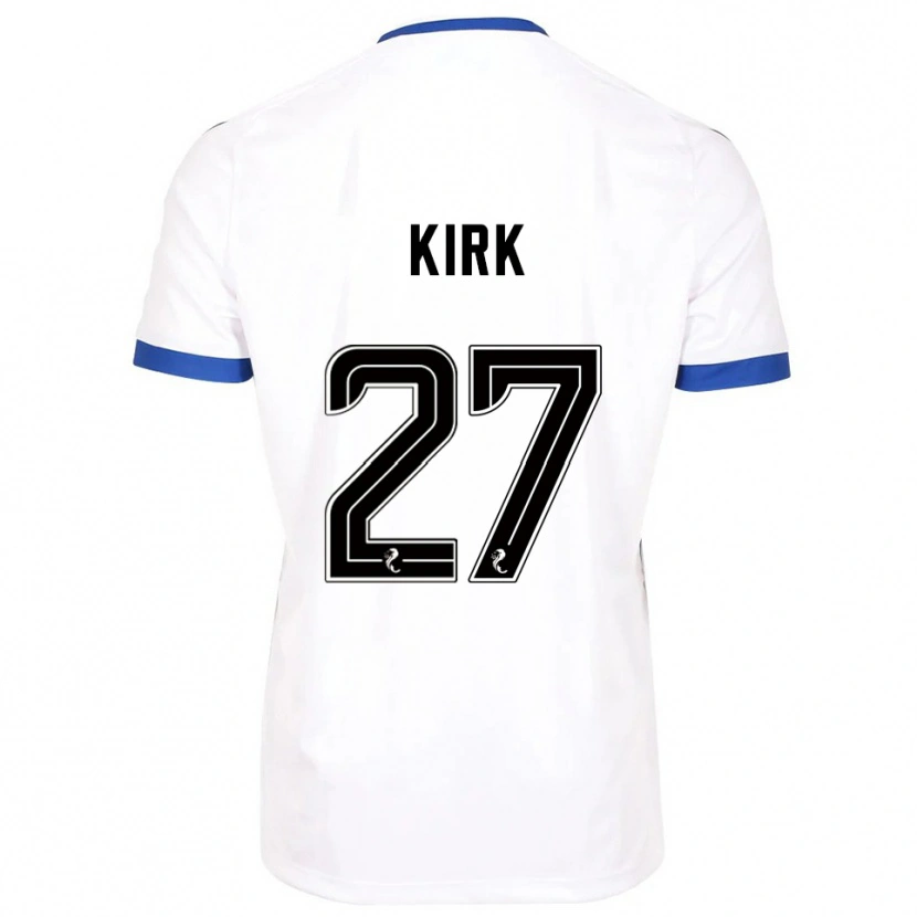 Danxen Bambino Maglia Makenzie Kirk #27 Bianco Blu Kit Gara Away 2025/26 Maglietta