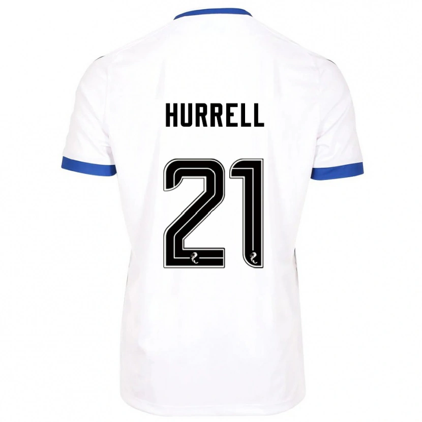 Danxen Bambino Maglia Olivia Hurrell #21 Bianco Blu Kit Gara Away 2025/26 Maglietta