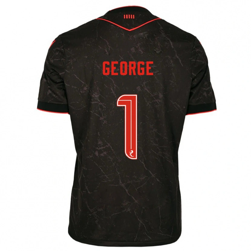 Danxen Bambino Maglia Shamal George #1 Nero Rosso Kit Gara Away 2025/26 Maglietta