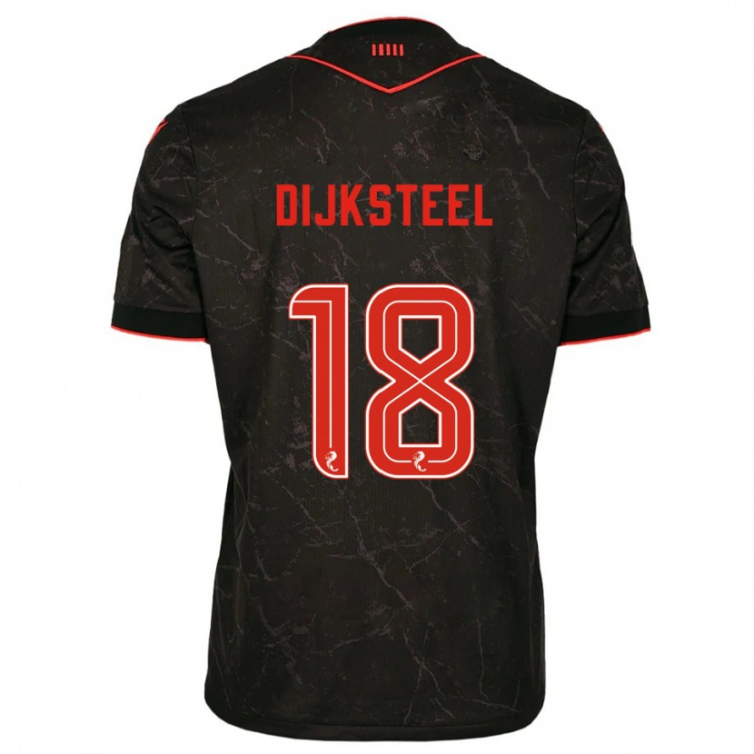 Danxen Bambino Maglia Malik Dijksteel #18 Nero Rosso Kit Gara Away 2025/26 Maglietta
